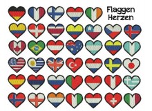 Stickserie - Herz Flaggen